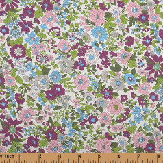 F213- hollyhock purple, candy pink floral fabric