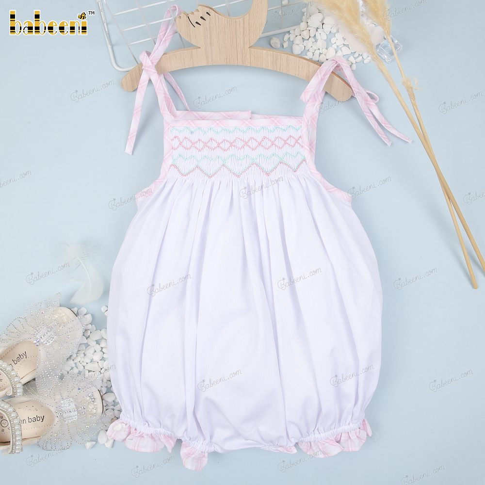 Geometric Smocking Baby Bubble For Girl - DR3540  