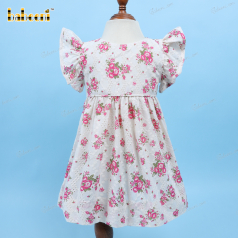 Plain Dress In White With Huge Red Floral For Girl - DR3553