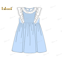 Honeycomb Smocking Dress In Blue And White Accent - DR3567