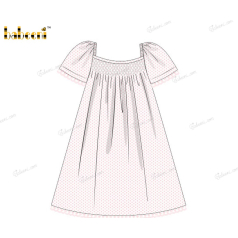 Honeycomb Smocking Dress Pink Dots On White For Girl - DR3568