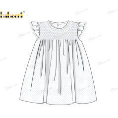 Honeycomb Smocking Dress In White For Girl - DR3575