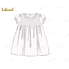 Honeycomb Smocking Dress White Floral On Pink For Girl - DR3576