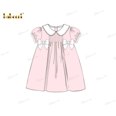 Honeycomb Smocking Dress Pink With 2 Bows For Girl - DR3581