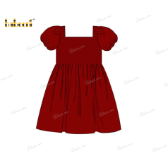 Honeycomb Smocking Dress Red With Bows On Shoulders For Girl - DR3583