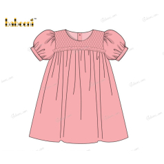 Honeycomb Smocking Dress In Pink Chest To Shoulder For Girl - DR3587