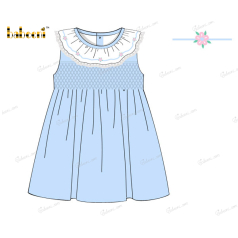 honeycomb-smocking-dress-in-blue-embroidery-pink-flowers-for-girl---dr3560