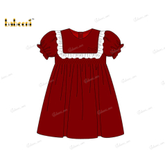 Honeycomb Smocking Dress In Red White For Girl - DR3562