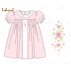 honeycomb-smocking-dress-in-pink-flower-middle-for-girl---dr3565
