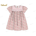 honeycomb-smocking-dress-floral-around-neck-pink-for-girl---dr3592