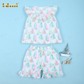 plain-2-piece-set-boat-pattern-and-pink-bow-for-girl---dr3615