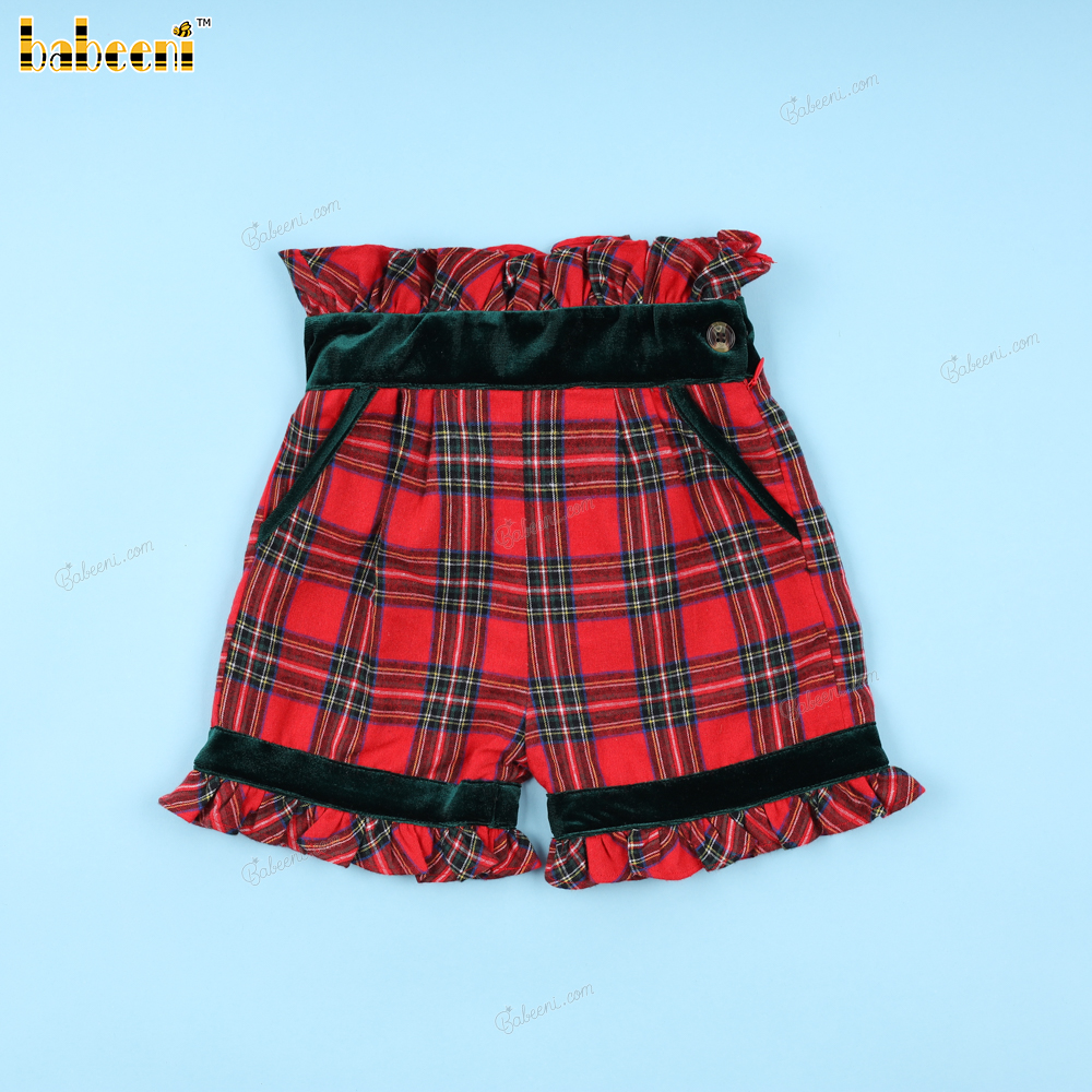 Red Short With Green Accent For Girl - BT97