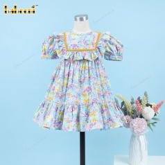 blue-yellow-floral-plain-dress-for-girl---dr3687