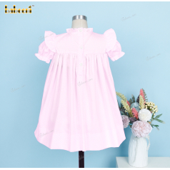 Honeycomb Smocked Dress In Pink On Chest Neck For Girl - DR3697