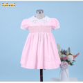 honeycomb-smocked-dress-light-pink-little-flower-neck-for-girl---dr3693