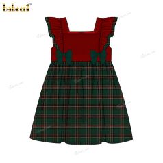 Honeycomb Smocked Dress 2 Little Bow Short Sleeve For Girl - DR3719