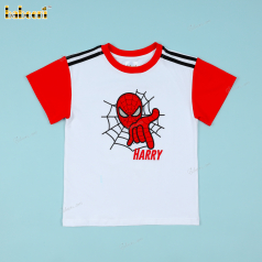 Applique Red Shirt Custom Name Spiderman For Boy - BC1162