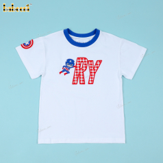 Applique Blue Shirt Custom Name Captain America For Boy - BC1165