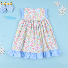 Floral Dress With Blue Accents For Girl - DR3773