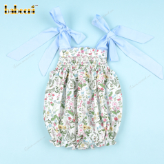 Red Floral Bubble With Blue Bows For Girl - DR3780
