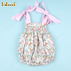 Red Floral Bubble With Pink Bows For Girl - DR3779