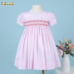 Girl Pink Floral And Hand Embroireded - DR3793