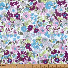 F213- hollyhock purple, candy pink floral fabric printing in 4.0