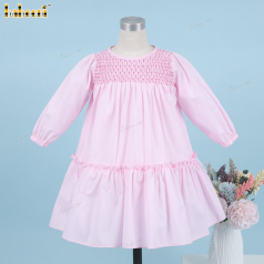 Honeycomb Smocking Dress In Peach Pink For Girl - DR3559