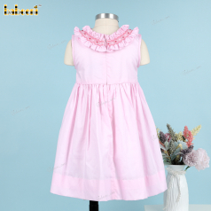 Girl Shirred Geometric Smocked Dress In Pink  - DR3801