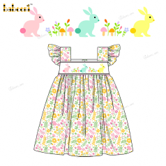 Girl Hand Smocked Dress In Floral - DR3823