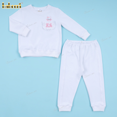 Girl Outfit In White With Custom Name Embroidered - DR3903