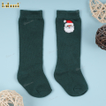 kid-sock-in-dark-green-santa-claus-embroidered---hs34