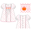 girl-dress-geometric-smocked-with-pumpkin-embroidered---dr4004